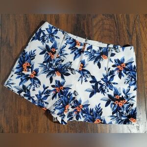 Sophie Rue Tropical Floral Exposed Zipper Shorts mid rise sz L